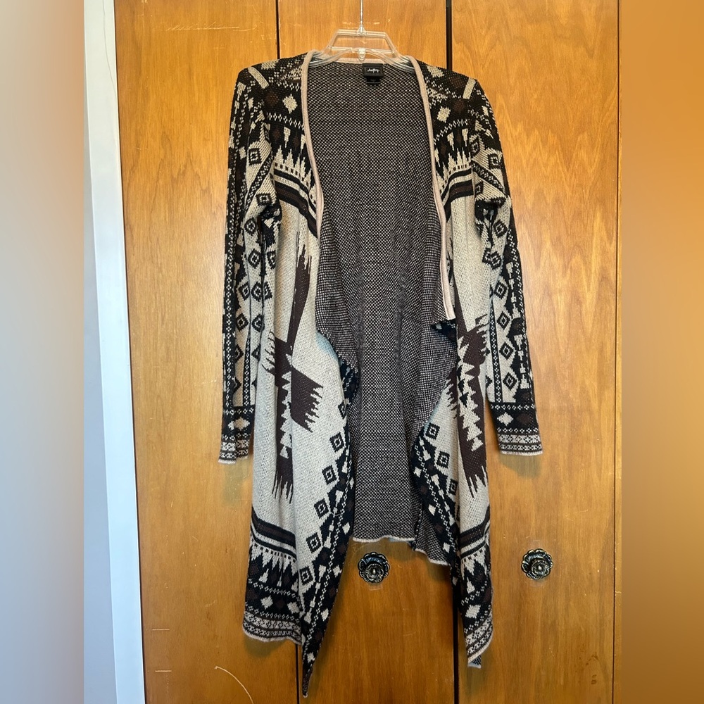 Aztec Patterned Black, Maroon, and Cream Sweater
